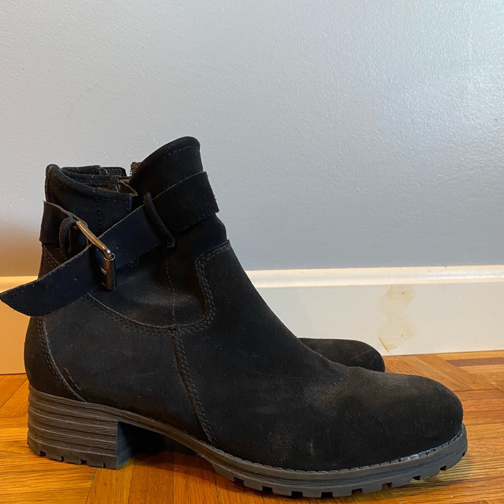 Clarks - Suede Buckle Ankle Bootie